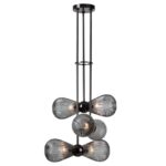 5417/6 MODERN ODL_EX23 000 черный хром/дымчатый/металл/стекло Подвес E14 6*40W ELICA — изображение 2