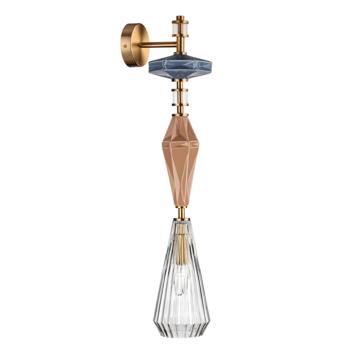 ccd42fb11dd1590651ef89b34854d51f 5414/1WB MODERN ODL_EX25 023 античная бронза/терракот/синий/стекло/керамика Настенный светильник E14 1*40W TERRA — изображение 1