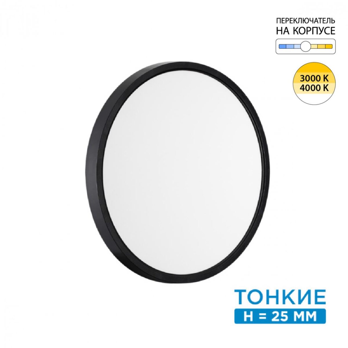 d7ec3be03849a446de41d1222794334a 7660/24L MITRA LED SN 554 Светильник пластик/белый/черный LED 24Вт 3000/4000K D300 IP40 ALFA BLACK — изображение 1