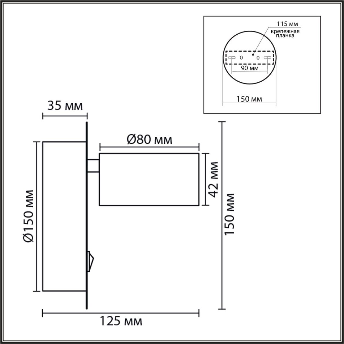 8344/1W COMFI LN26 251 черный, металл Бра GX53 LED 1*7W 220V TORINA — изображение 1