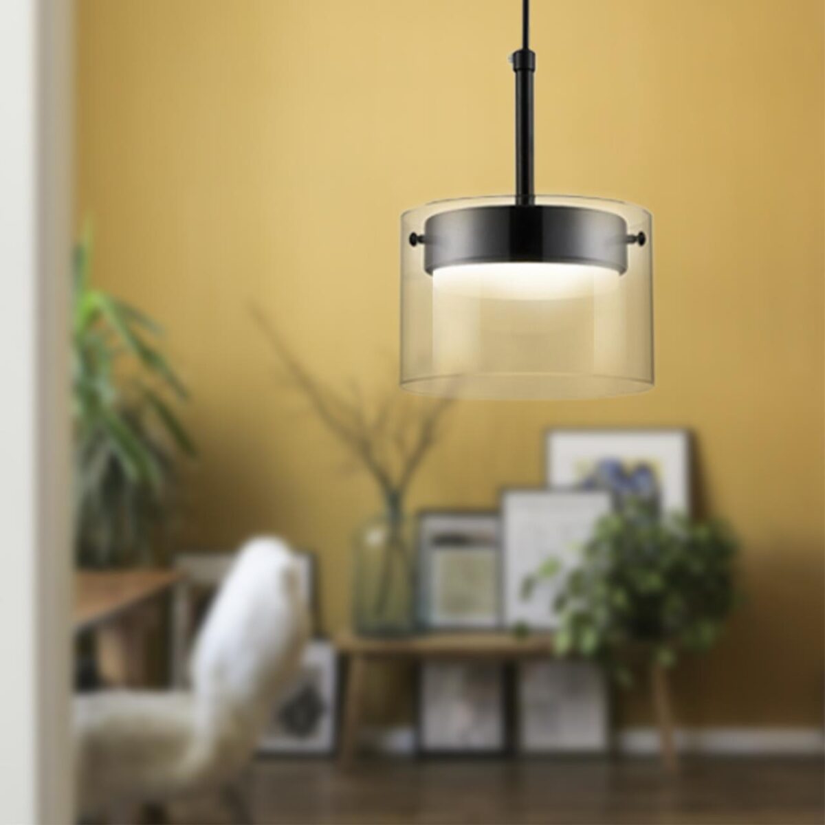 8232/1 COMFI LN26 230 черный/прозрачный, металл/стекло Подвес LED GX70 1*10W 220V NATALINA — изображение 2