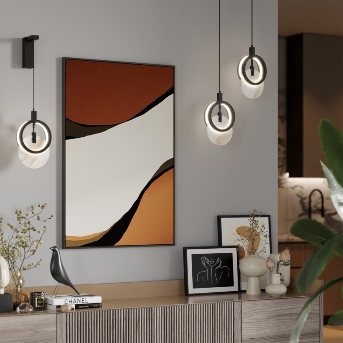 5422/17L HIGHTECH ODL_EX25 083 черный/металл/алебастр Подвес LED 17W 3000K 986Лм MERCURY — изображение 2