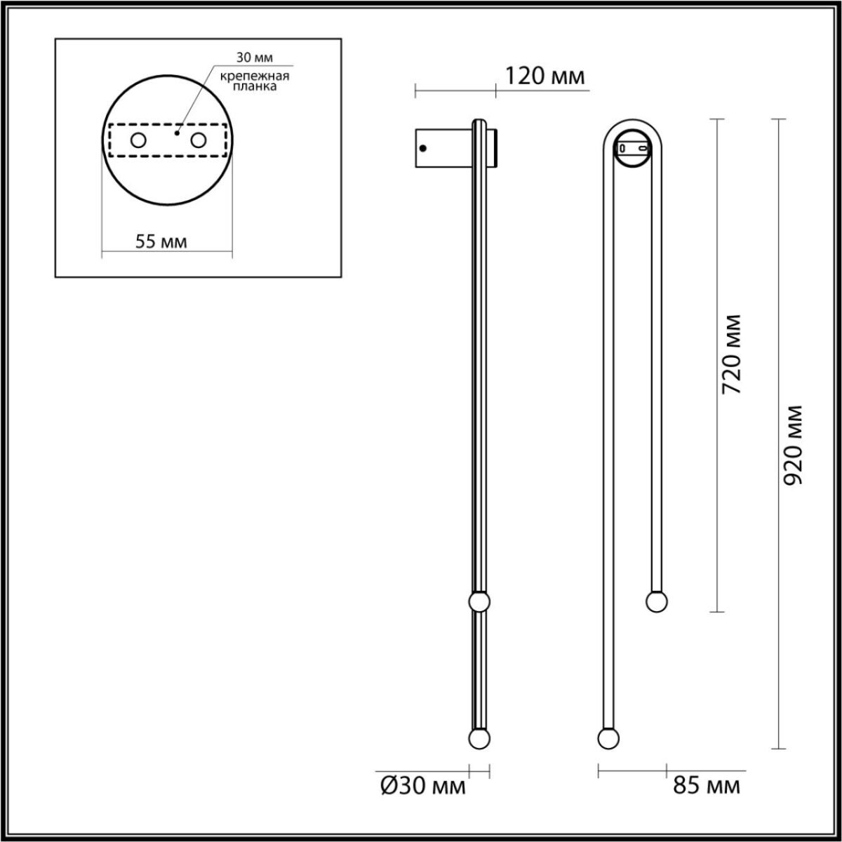 6633/18WL HIGHTECH ODL24 285 металл/черный/акрил Настенный светильник IP20 LED 18W 3000K 220V MEMFI — изображение 2