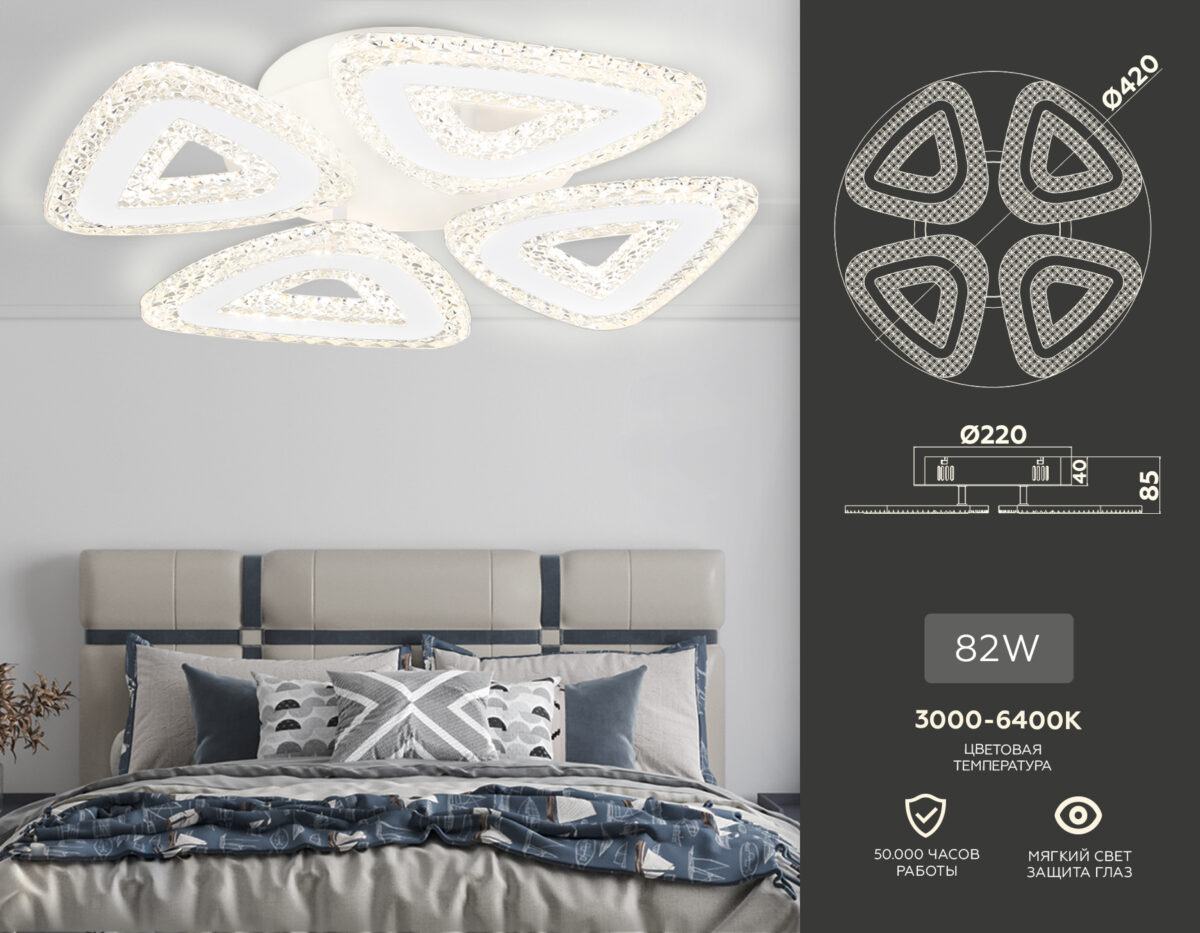 FA4019/4 WH белый 82W 3000K+6400K/4200K/6400K+3000K D420*85 (ПДУ ИК) — изображение 2