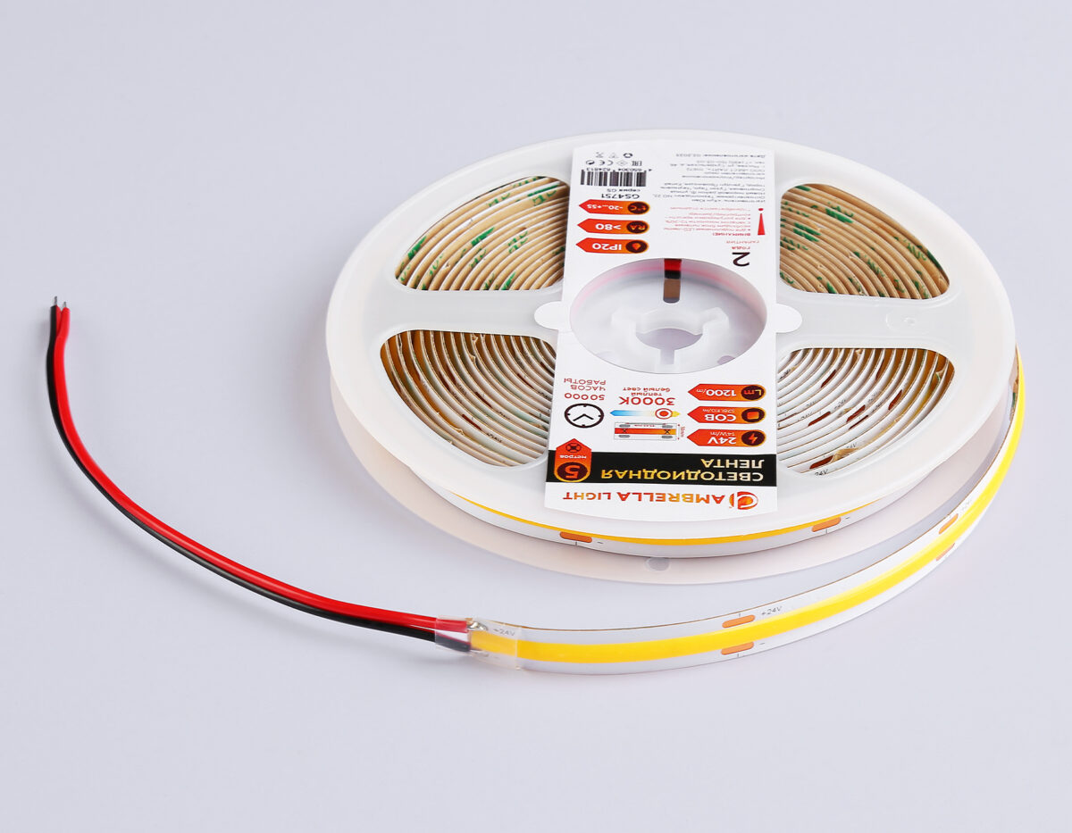 GS4751 COB 528Led/14W m/ 24V IP20 3000K/ 5m*10mm*2mm (2 конт.) — изображение 5